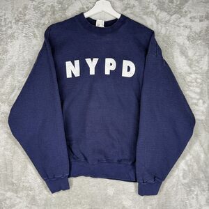 Vtg 90s NYPD Sweatshirt Men XL Blue Crewneck Pullover Heavyweight Jumper NYC